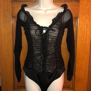 Off the shoulder lace up body suit